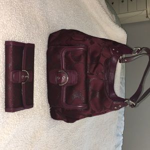 Burgundy Coach bag with wallet